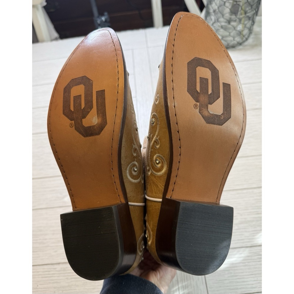 NCAA Vaccari OU Oklahoma Sooners Women 10 Midcalf Leather NWT Cowboy Boots Rare - Picture 8 of 12